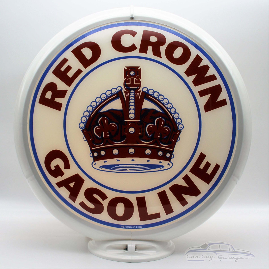Red Crown Gasoline Glass Gas Pump Globe Lamp - 16.5" x 18.75" x 8"