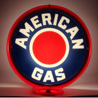 American Gas Red Dot Glass Globe Lamp - 16.5" x 18.75" x 8"