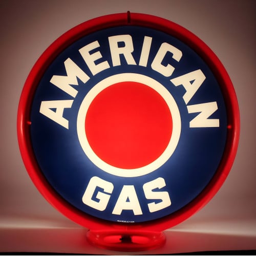 American Gas Red Dot Glass Globe Lamp - 16.5" x 18.75" x 8"