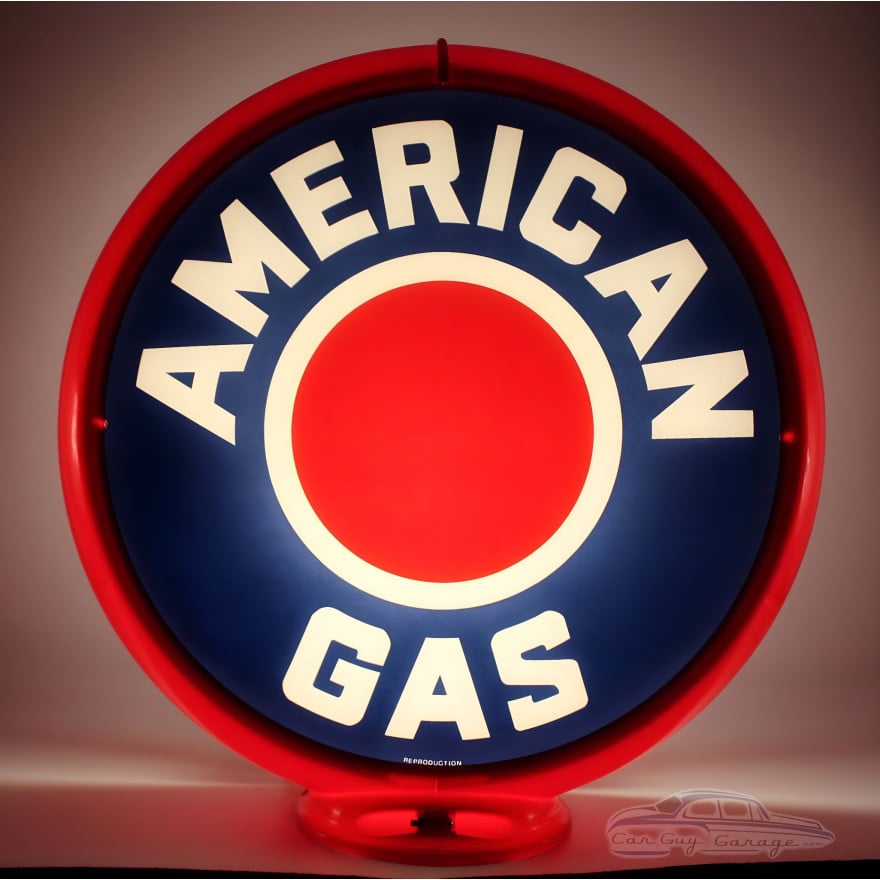 American Gas Red Dot Glass Globe Lamp - 16.5" x 18.75" x 8"