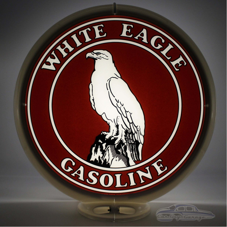 White Eagle Gasoline Glass Gas Pump Globe Lamp - 16.5" x 18.75" x 8"