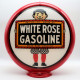 White Rose Gasoline Glass Gas Pump Globe Lamp - 16.5" x 18.75" x 8"