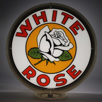 White Rose Glass Gas Pump Globe Lamp - 16.5" x 18.75" x 8"
