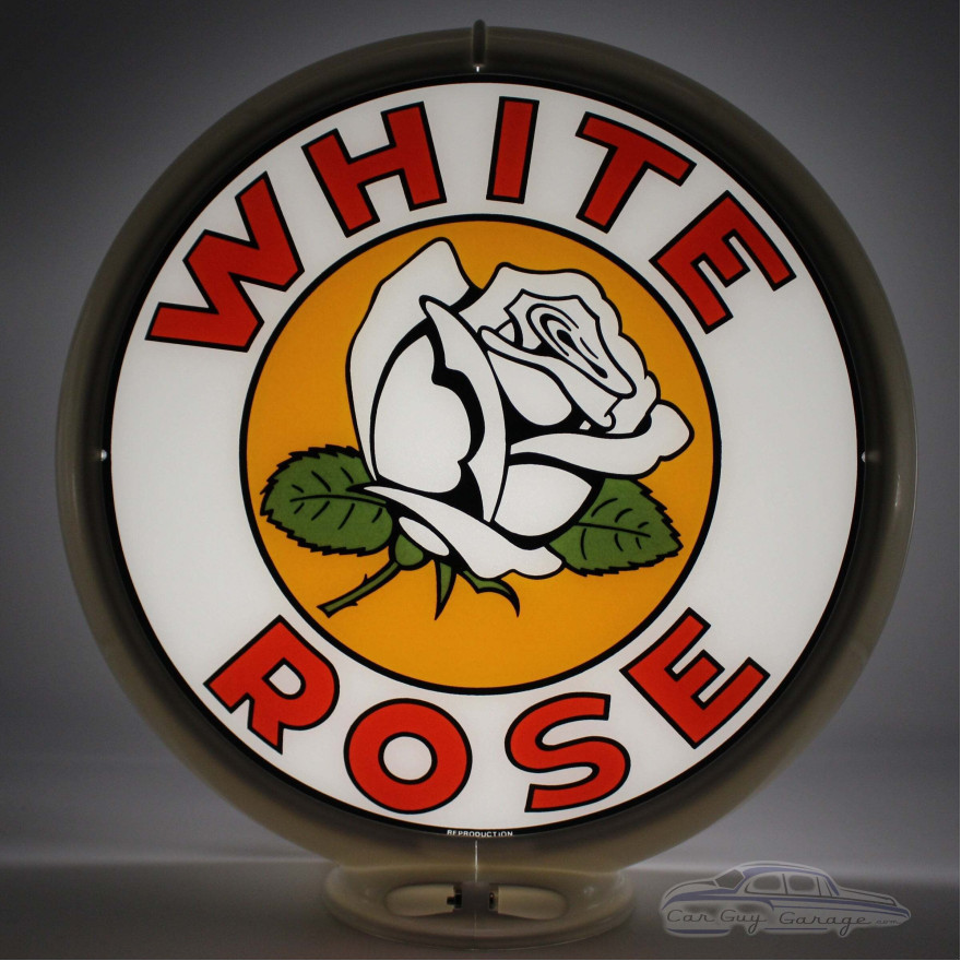 White Rose Glass Gas Pump Globe Lamp - 16.5" x 18.75" x 8"