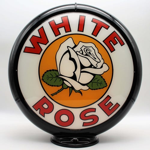 White Rose Glass Gas Pump Globe Lamp - 16.5" x 18.75" x 8"