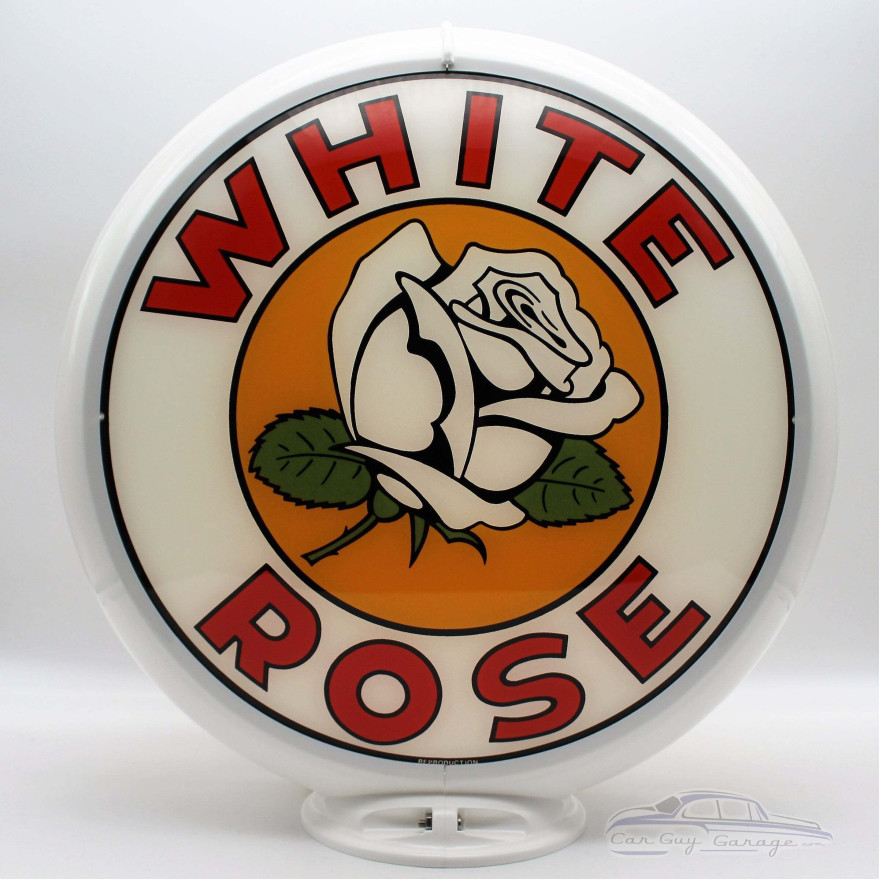 White Rose Glass Gas Pump Globe Lamp - 16.5" x 18.75" x 8"