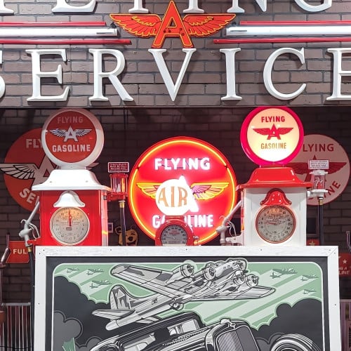 Flying A Gasoline Glass Gas Pump Globe Lamp - 16.5" x 18.75" x 8"