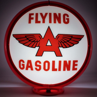 Flying A Gasoline Glass Gas Pump Globe Lamp, Double-Sided - 16.5" x 18.75" x 8"