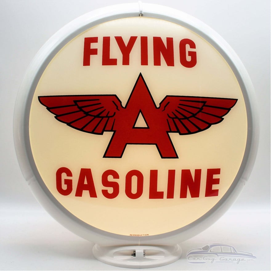 Flying A Gasoline Glass Gas Pump Globe Lamp, Double-Sided - 16.5" x 18.75" x 8"