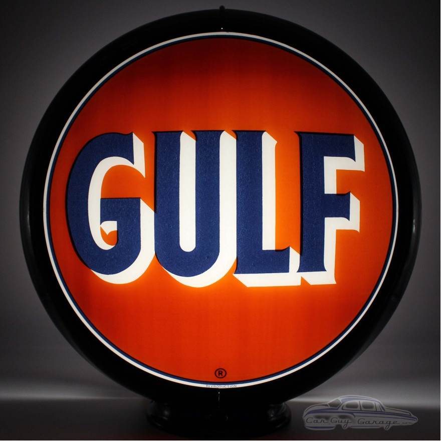 Gulf Glass Gas Pump Globe Lamp, Double-Sided - 16.5" x 18.75" x 8"