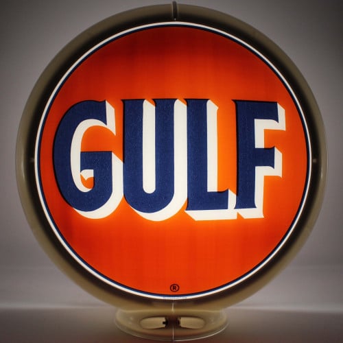 Gulf Glass Gas Pump Globe Lamp, Double-Sided - 16.5" x 18.75" x 8"