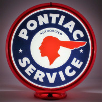 Pontiac Authorized Service Gas Pump Globe Lamp (Glass, Double-Sided) - 16.5" x 18.75" x 8"