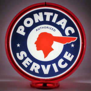 Pontiac Authorized Service Gas Pump Globe Lamp (Glass, Double-Sided) - 16.5" x 18.75" x 8"