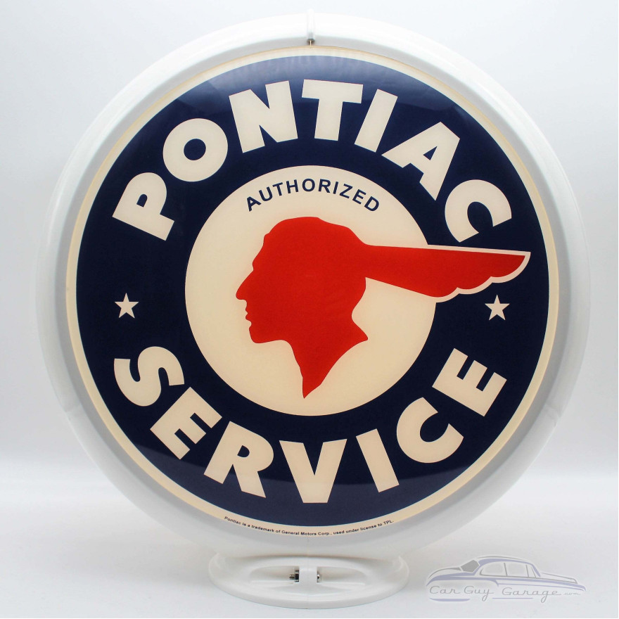 Pontiac Authorized Service Gas Pump Globe Lamp (Glass, Double-Sided) - 16.5" x 18.75" x 8"