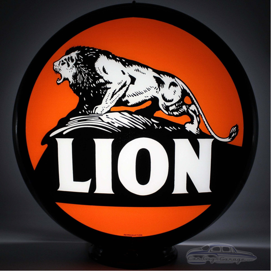 Lion Oil Glass Gas Pump Globe Lamp - 16.5" x 18.75" x 8"