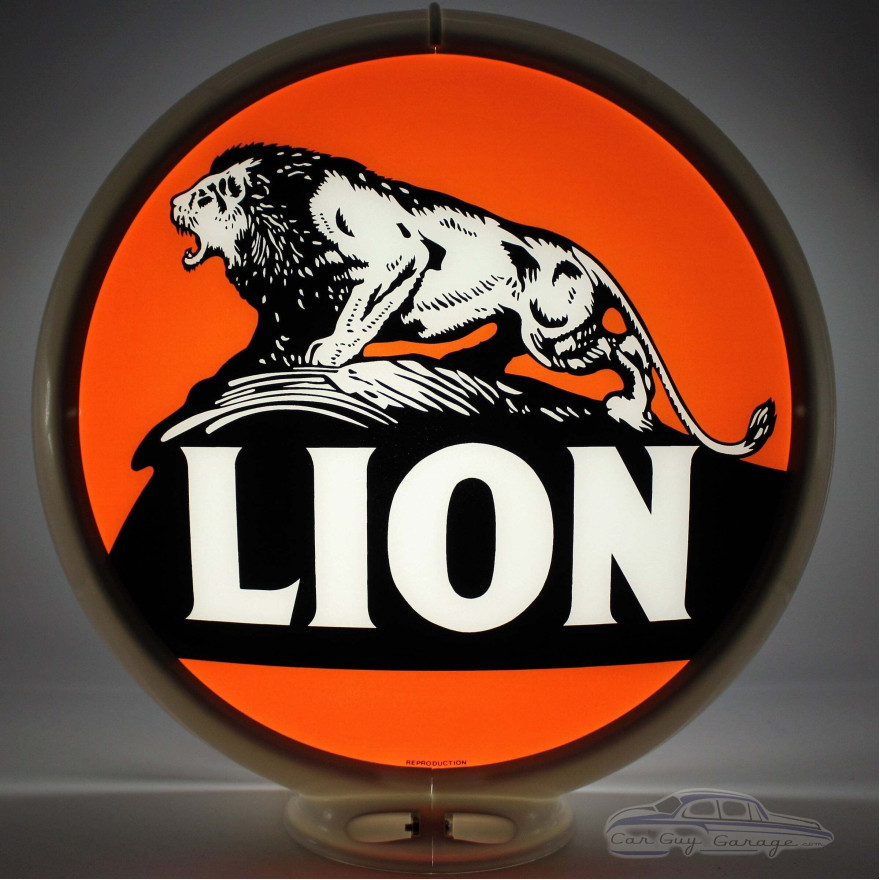 Lion Oil Glass Gas Pump Globe Lamp - 16.5" x 18.75" x 8"