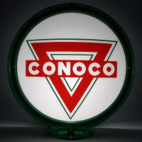 Conoco Red Triangle Glass Gas Pump Globe Lamp - 16.5" x 18.75" x 8"
