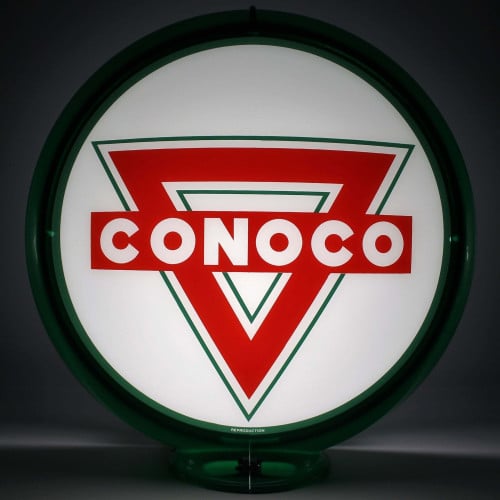 Conoco Red Triangle Glass Gas Pump Globe Lamp - 16.5" x 18.75" x 8"