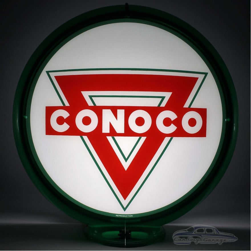 Conoco Red Triangle Glass Gas Pump Globe Lamp - 16.5" x 18.75" x 8"