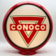 Conoco Red Triangle Glass Gas Pump Globe Lamp - 16.5" x 18.75" x 8"