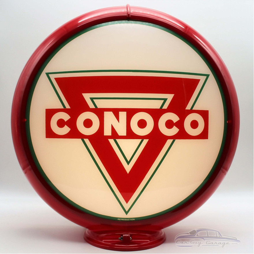 Vintage Conoco Red Triangle Glass Gas Pump Globe Lamp - 18.75