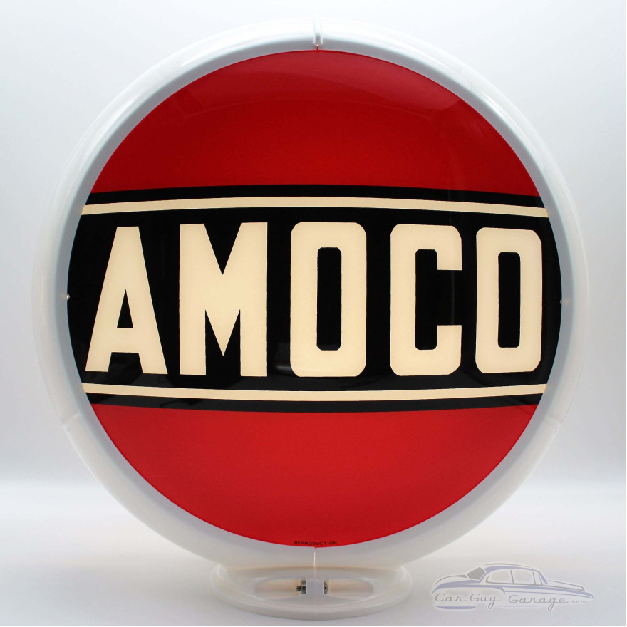 Amoco Glass Gas Pump Globe Lamp with Base - 16.5" x 18.75" x 8"