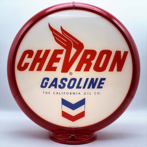 Chevron Gasoline Glass Gas Pump Globe Lighted Lamp - 16.5" x 18.75" x 8"