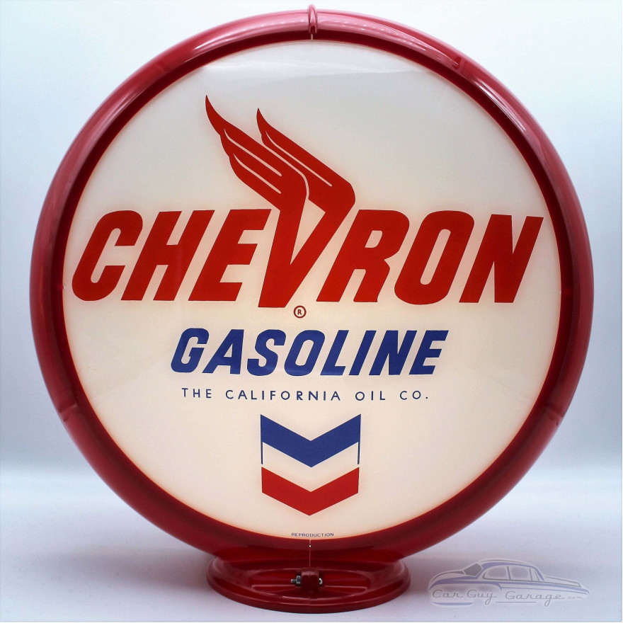 Chevron Gasoline Glass Gas Pump Globe Lighted Lamp - 16.5" x 18.75" x 8"