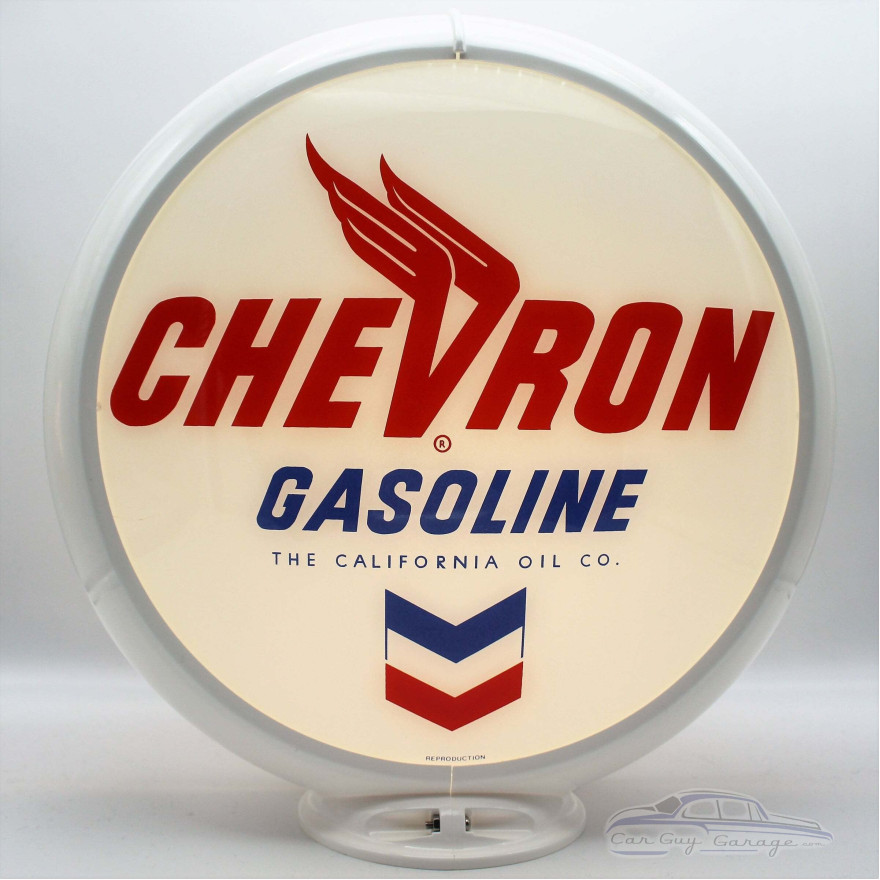 Chevron Gasoline Glass Gas Pump Globe Lighted Lamp - 16.5" x 18.75" x 8"
