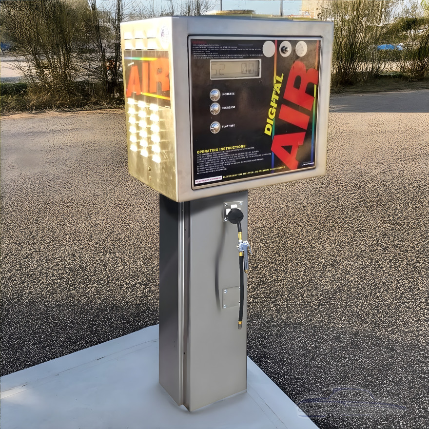 Coin-Op Digital Commercial Tire Inflator with Retractable Hose Reel