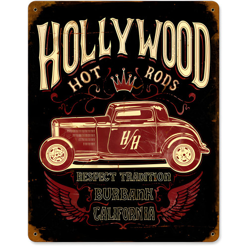 Hollywood Hot Rod Sign - 11" x 14"