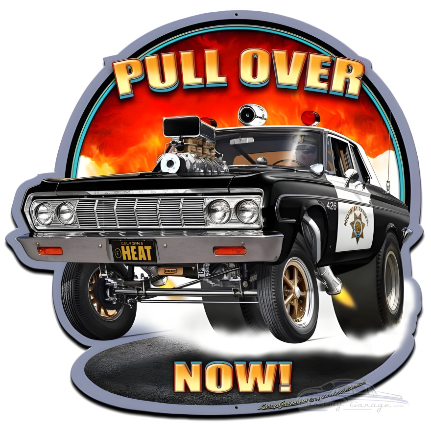 Pull Over Now Metal Sign - 28" Round