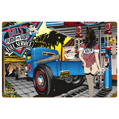 Pump and Run Metal Sign - 18" x 12"