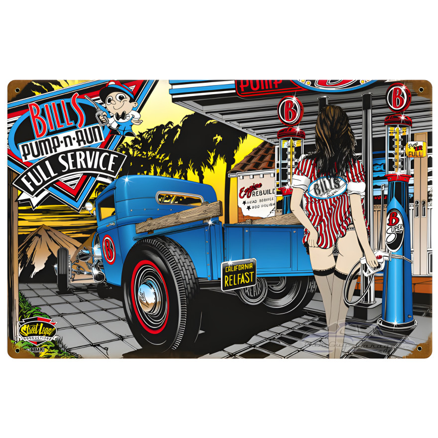 Pump and Run Metal Sign - 18" x 12"