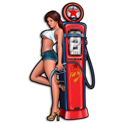 Pump Girl Metal Sign - 14" x 24"