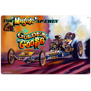 Tom Mongoose McEwen Golden Goose Dragster Satin Metal Sign - 24" x 16"