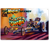 Race Car Mongoose Satin Metal Sign - 18" x 12"