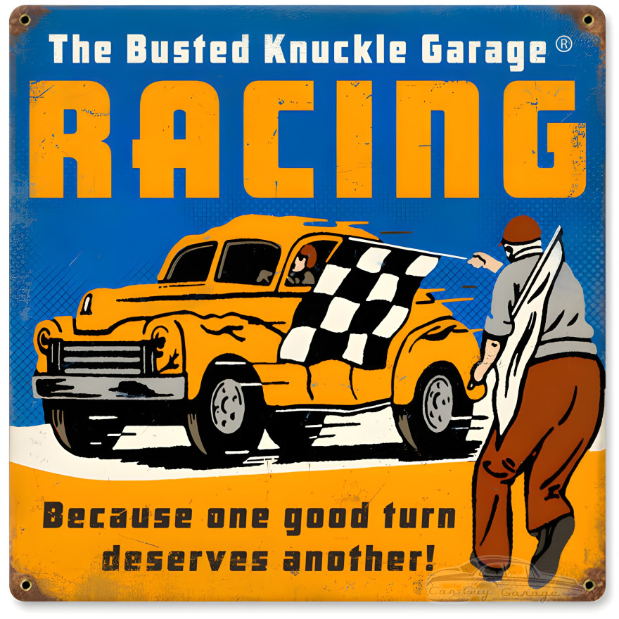 Racing Metal Sign - 12" x 12"