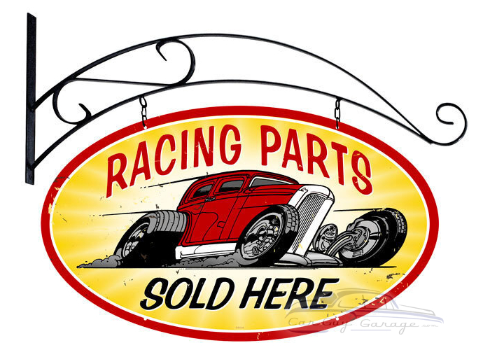 Racing Parts Metal Sign - 24" x 14" Double Sided with Hanging Bracket