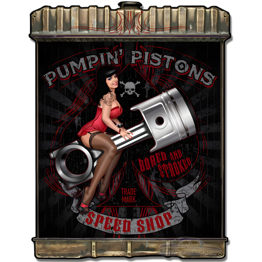 Radiator Pumping Pistons Metal Sign - 24" x 32"