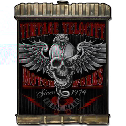 Radiator Snake Skull Metal Sign - 24" x 32"