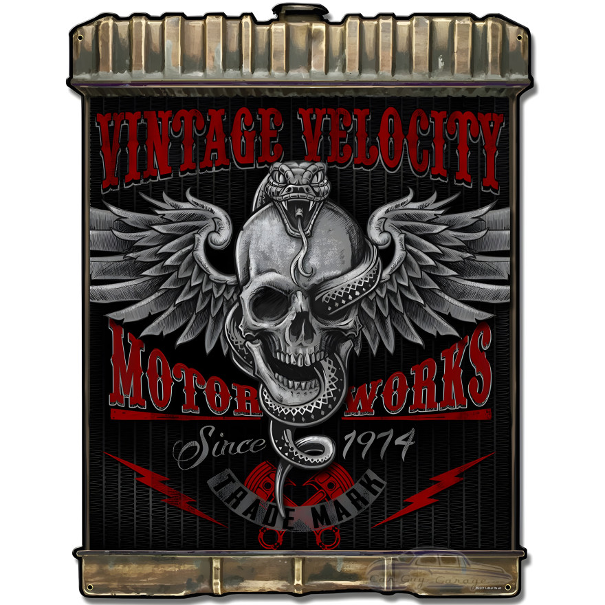 Radiator Snake Skull Metal Sign - 24" x 32"