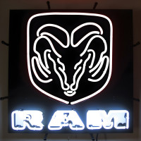 RAM Logo Real Glass Neon Sign for Garage - 24" x 24"