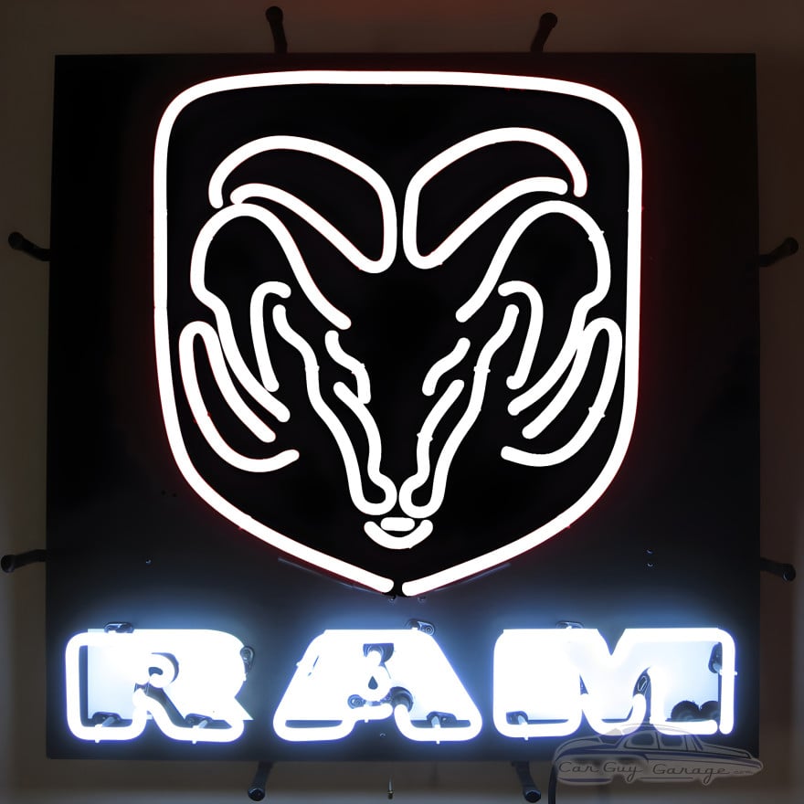 Ram White Neon Sign With Backing Ram White Neon Sign With Backing