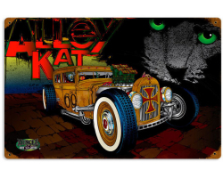 Rat Rod Alley Cat Metal Sign