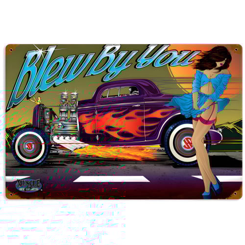 Rat Rod Blew By You Metal Sign - 18" x 12"