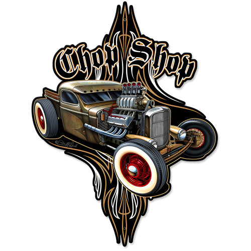 Rat Rod Chop Shop Metal Sign - 14" x 18"