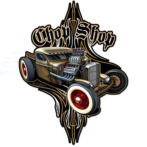 Rat Rod Chop Shop Metal Sign - 24" x 31"