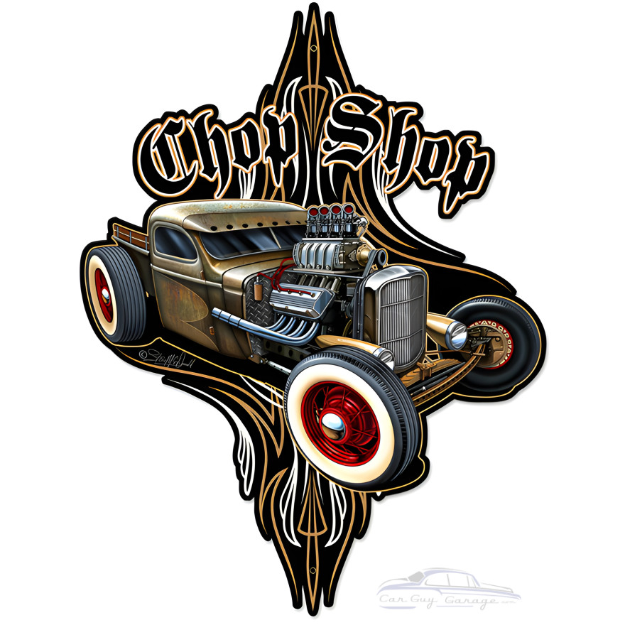 Rat Rod Chop Shop Metal Sign - 24" x 31"