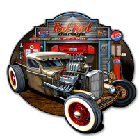 Rat Rod Garage Metal Sign - 14" x 14" Custom Shape